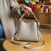 Leather messenger bag go cowhide women's bucket bag handbag large capacity vegetable basket bag women