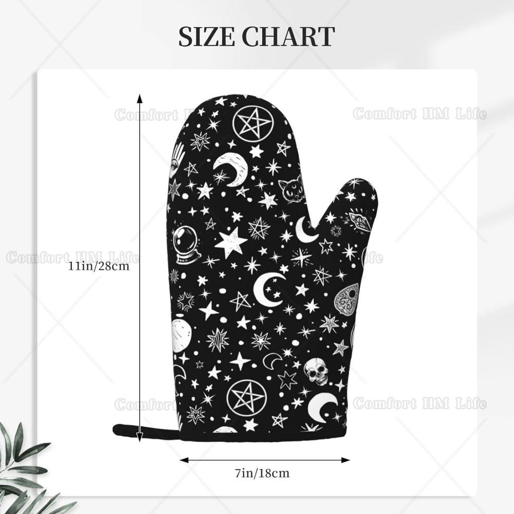 Witch Cat Silicone Oven Mitts Heat Resistant Non-Slip BBQ Gloves Kitchen Mittens for Grilling Cooking Baking 7 X 11 Inch 1 Pair