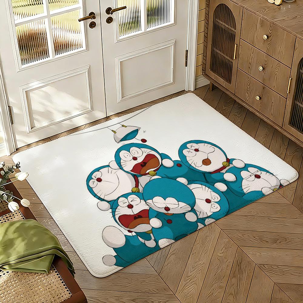 Doraemons Cartoon Fans Floor Mat Soft Thickened Absorbent Non-Slip Bedroom Living Room Door Mat Home Decor Flannel Rugs