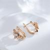 Luxury Cutout Crystal Flowers English Earrings  Rose Gold Color Fine Jewelry Trendy Natural Zircon Full Paved Earrings