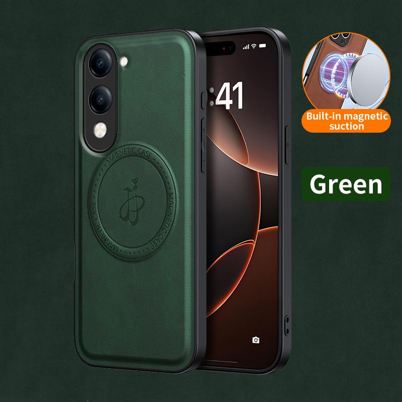 Wireless Charging Magnetic Case for Vivo Y04 Y29 4G Y39 Y29S 5G Protective Cover PU Leather Hard Back Shell Coque