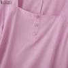 ZANZEA Women Square Collar Solid Color Casual 3/4 Sleeve Blouse