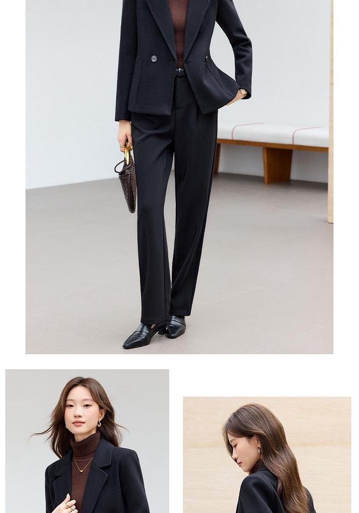 Women's 2025 Black Woolen Short Suit Jacket for Autumn/Winter - High-Grade, Thickened, Casual Fit