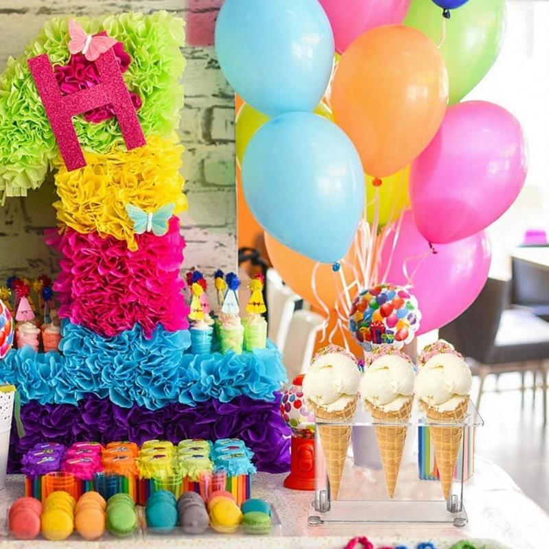 Clear Double Layer Display Organizers for Party Buffets 6 Hole Dessert Stands 2 Pieces Included