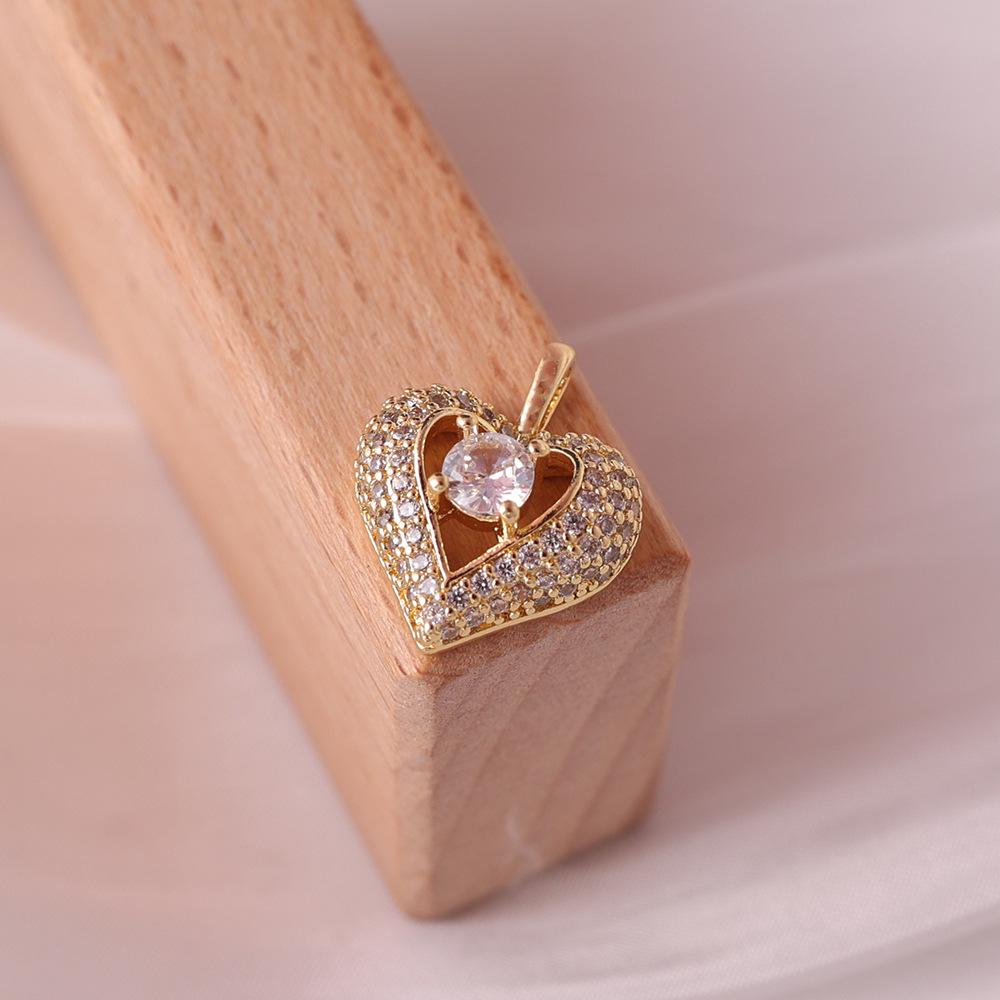 Двухцветный кулон-сердце со стразами - Роскошный золотой и серебряный аксессуар