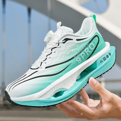 Children's Carbon Board Running Shoes Mesh Breathable and Lightweight Shock Absorption Rotary Buckle Student Professional Racing Training Sports