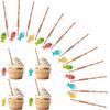 1/3/5Pcs Mini Small Plastic Fishing Rod Cupcake Toppers Birthday Party Favors Snack Cake Decorations Cocktail Picks Fruit Forks
