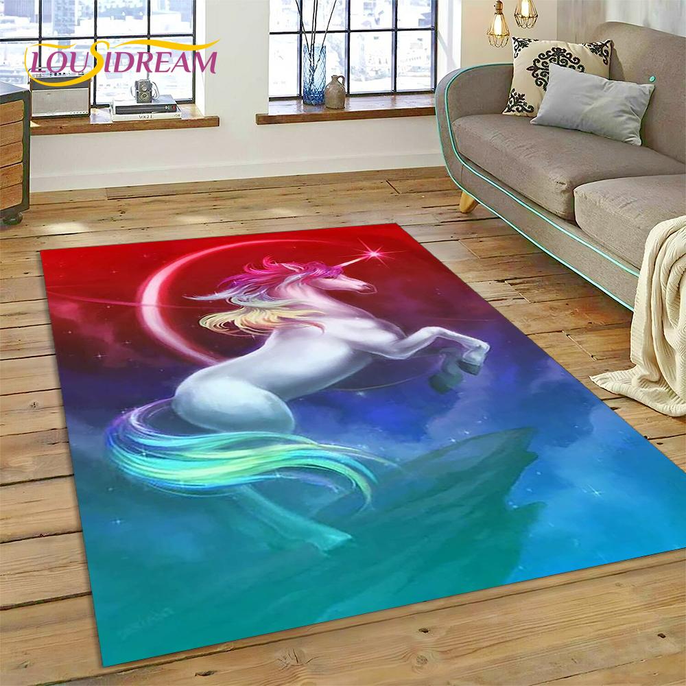 3D Cartoon Cute Unicorn Animal Carpet Rug for Home Living Room Bedroom Sofa Doormat Decor,Child Play Area Rug Non-slip Floor Mat