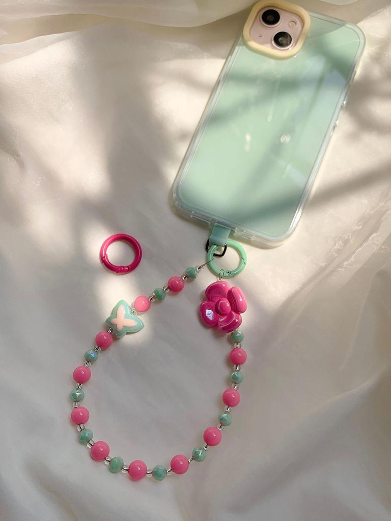 Dopamine Spring Collection: Flower Butterfly Heart Crystal Beaded Phone and Bag Chain - Perfect Best Friend Gift