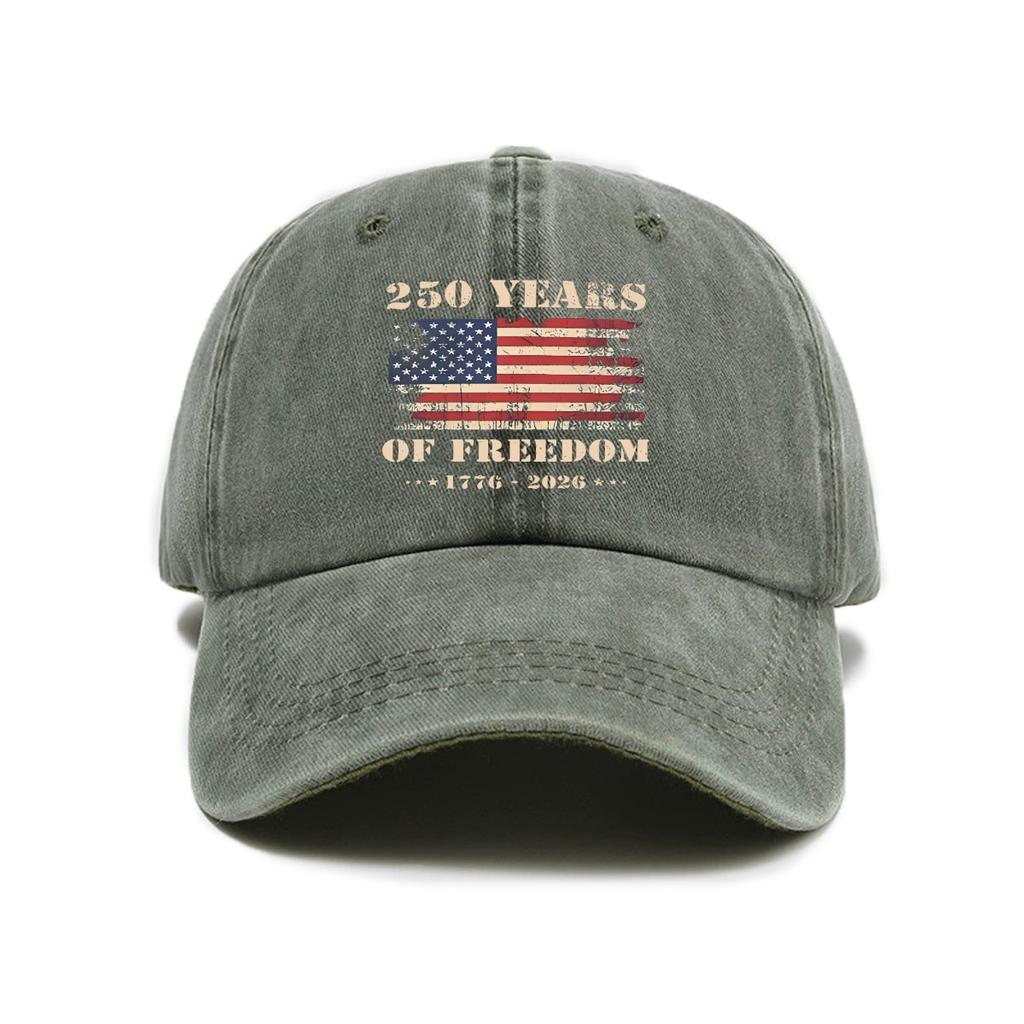 1pc US 250th Anniversary Cap Washed Print Cap,Unisex Adjustable Retro Patriotic Cap US 250th Anniversary Tribute Trucker Hat