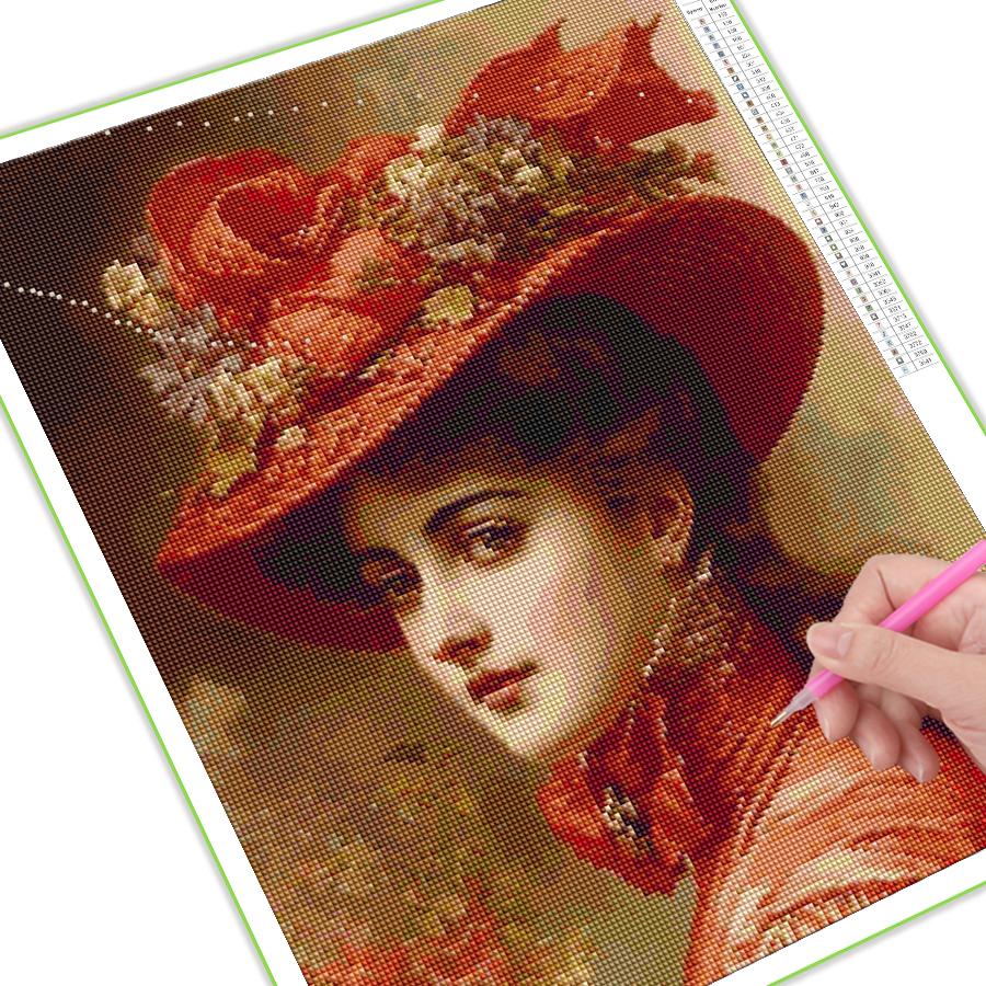 Diamond Painting New Collection 2024 Noble and Elegant Woman Diy Full Square Round Drill Rhinestone Embroidery Hat Girl Mosaic Cross Stitch Kits