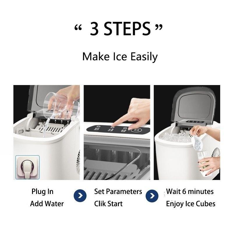 105W Mini Household Electric Ice Maker Portable Large Capacity Fully Automatic Ice Making Machine 22*31*32cm