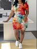 Abstract code European and American women's clothing butterfly printing T-shirt shorts set sports suit