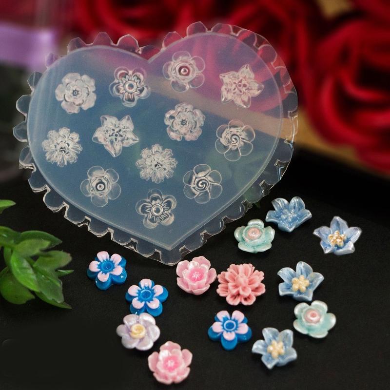 3D Nail Art Mold Silicone Nail Art Cabochon Decortive Mold Nail Art Making Tools Silicone Carved Mold Template Moulds