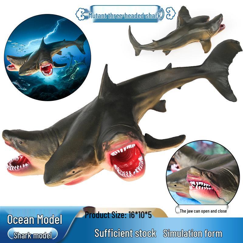Three-Headed Shark & Megalodon Marine Life Model Toy Ornament