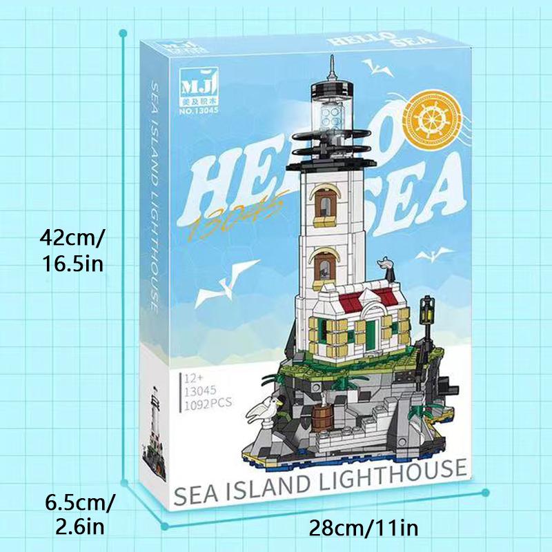 1092PCS Electric Lighthouse Building Blocks Fisherman's Hut Glowing Lighthouse Assembly Bricks Desktop Ornaments Kids Toys Gifts