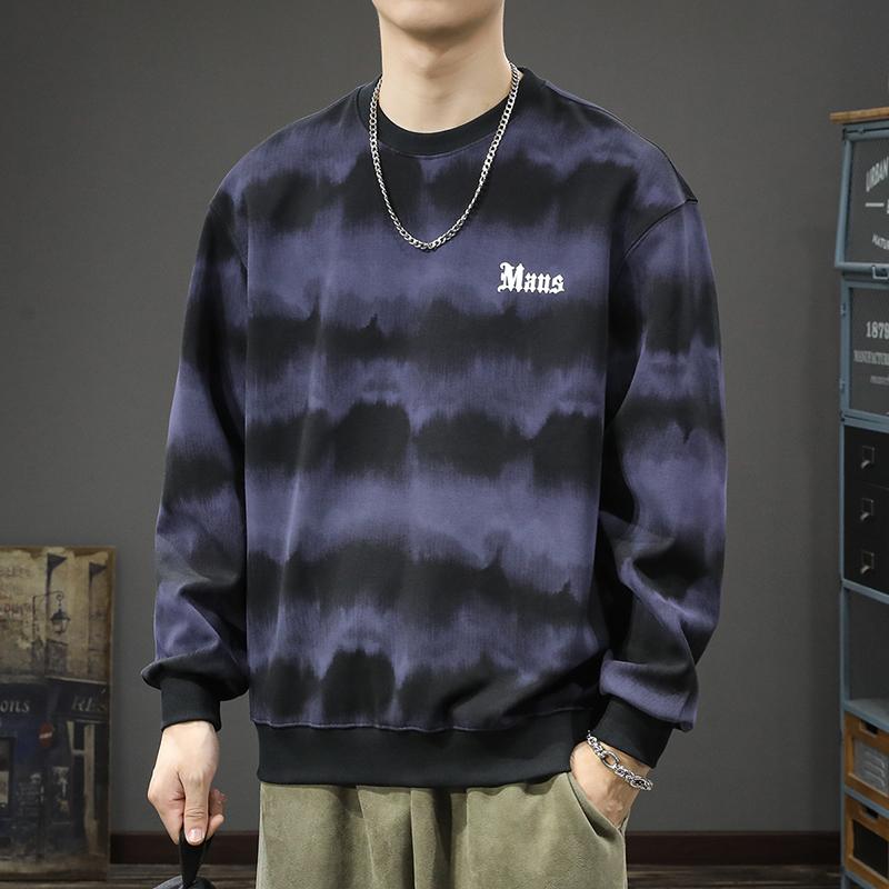 

Осень и зима постепенная смена цвета тай-дай стираный свитер Tide Brand с круглым вырезом мужской свободный большой размер американский тяжелый ретро-пуловер куртка XL