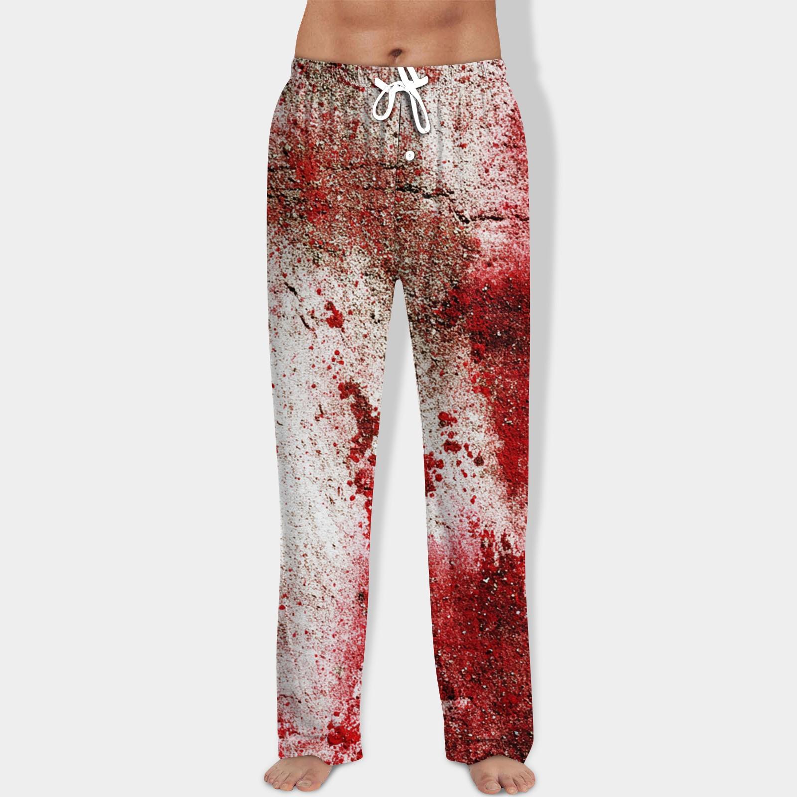 

Мужские брюки на кулиске с принтом на Хэллоуин, повседневные пижамные брюки M красный