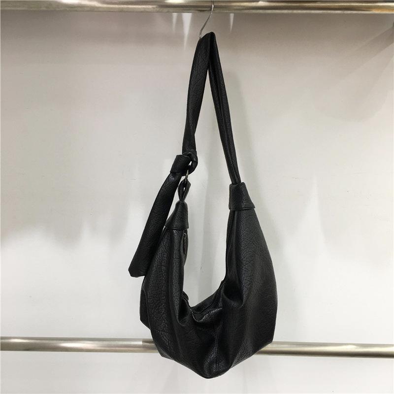 PU Dumpling Bag Women's Korean Version Retro Casual One-shoulder Soft Leather Small Shoulder Bag Fashionable and Versatile Summer Pleated Bag