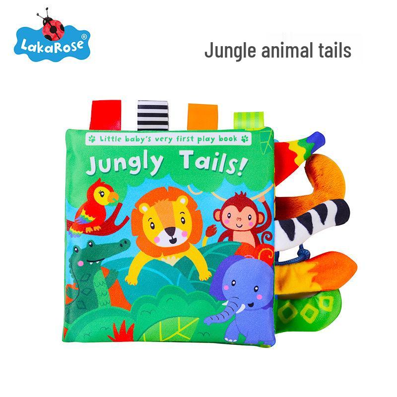 LakaRose Baby Animal Tail Cloth Book: Early Education Crinkle Paper Toy for Toddlers