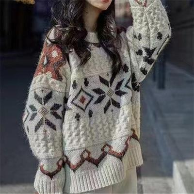 Herbst und Winter neue weiche wachsartige sanfter Wind erhöhter lockerer lässiger Strickpullover Pullover Damen Oberteil Jacke