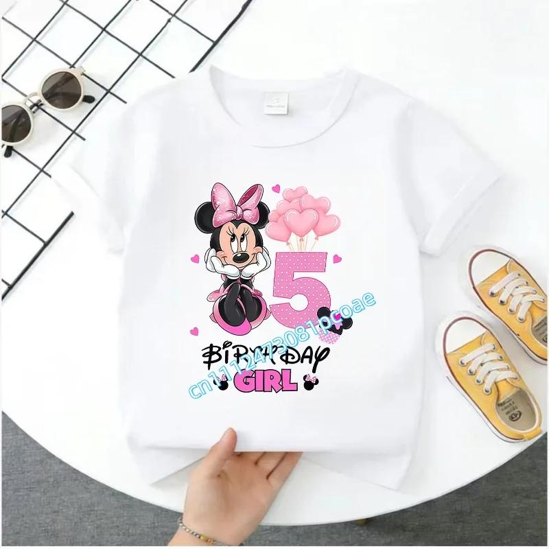 Mickey Mouse Child Birthday Clothes Girl Boy Number T Shirt Cartoon Print Kids Tee Baby Top Summer Infant Cute Short Sleeve Gift
