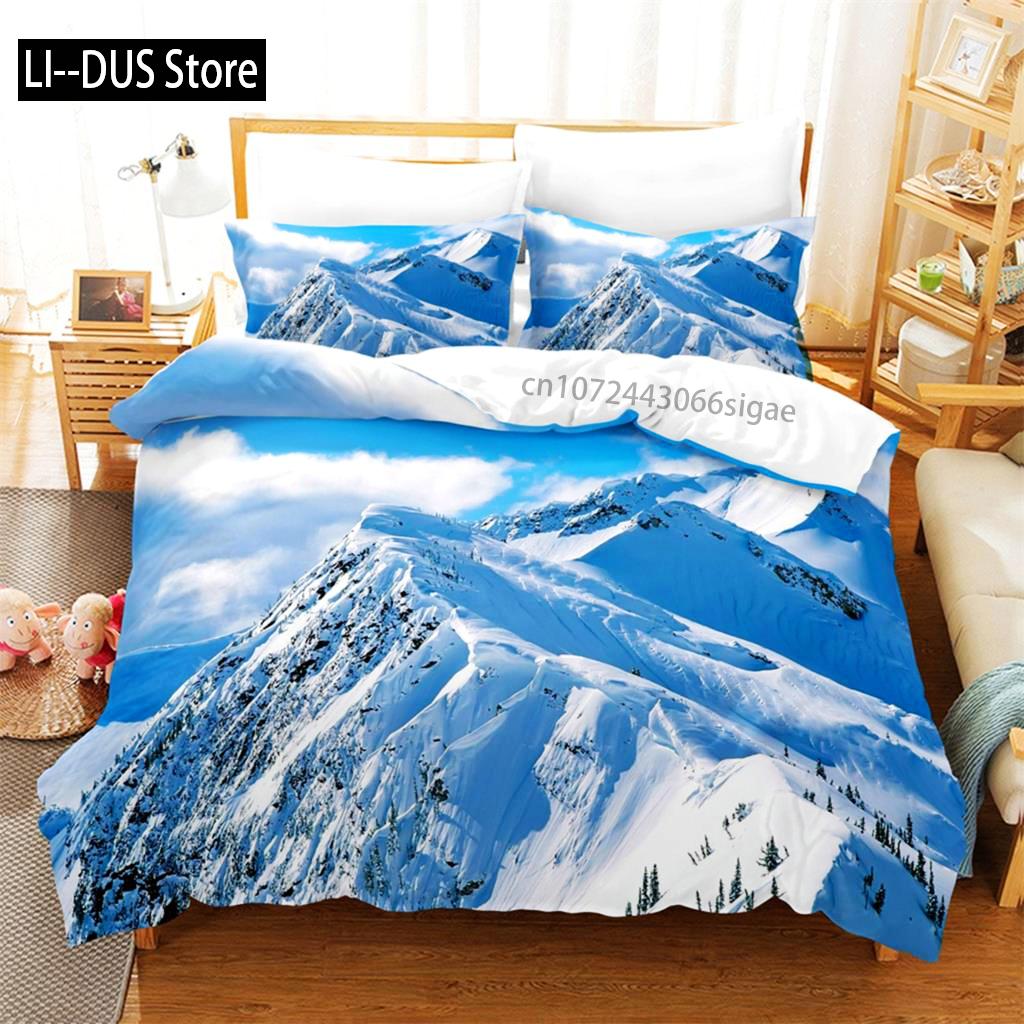 Duvet Cover Natural Scenery Landscape Snow Mountain Queen Bedding Duvet Cover Set Bedspreads With Pillowcase Bedroom Decoration