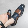 Spring Trend Leather Brogue Shoes, Large Size 48, Color Blocked, Pointed Toe