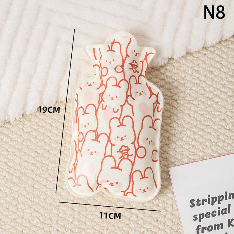 Cartoon Plush Hot Water Bottle Portable Cute Winter Warm Belly Mini Warm Water Bottle Cartoon Flannel Cover