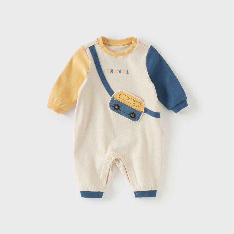 David Bella Newborn Romper 2026 Spring New Style Baby Boy Clothes Long-Sleeved Jumpsuit One-Piece Outfit Beige [Ready in Stock] 59