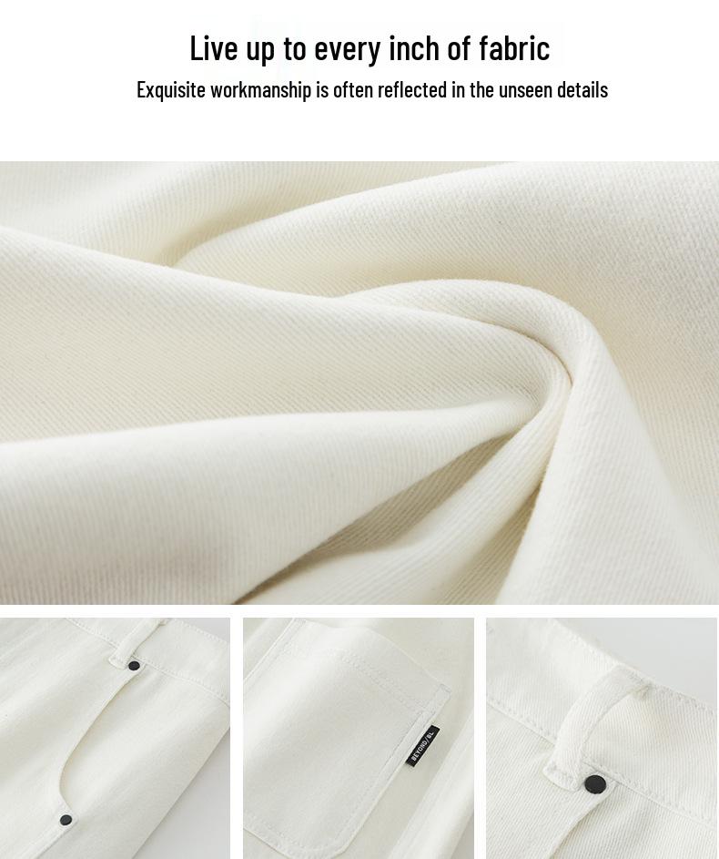 Women's Korean Style High Waist White Denim Pants - Loose Fit, Spring 2026, Creative Wash.