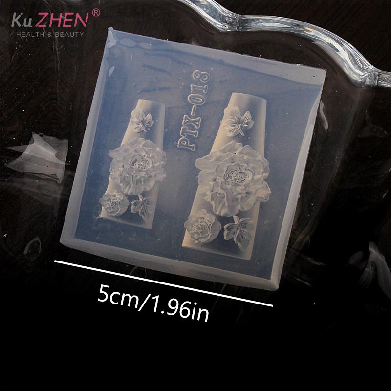 1Pc Nail Art Soft Silicone Flower Relief Mold 3d Carving Curved Template Tools Art Supplies Nail Art Charms Accessorie For Salon
