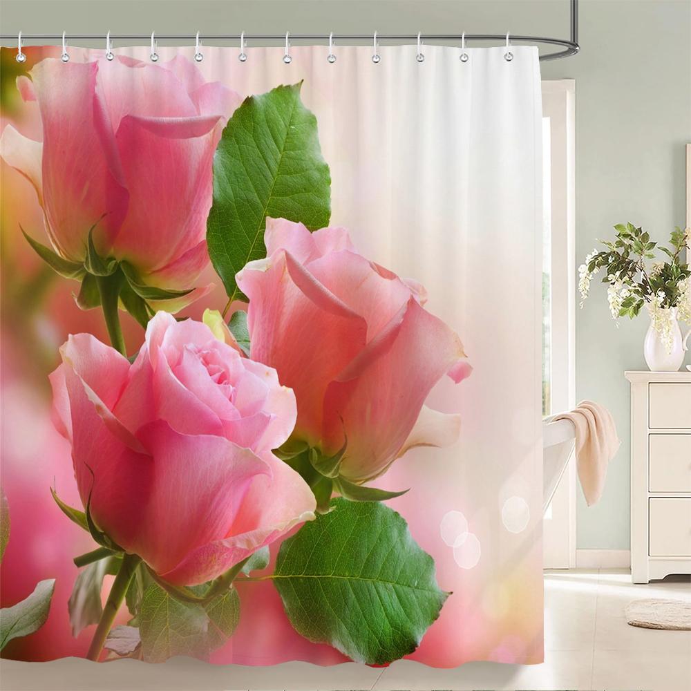

3D красивая печать цветов занавеска для ванной полиэстер водонепроницаемая с крючками украшение для дома занавеска для душа экран для ванной W90xH180cm