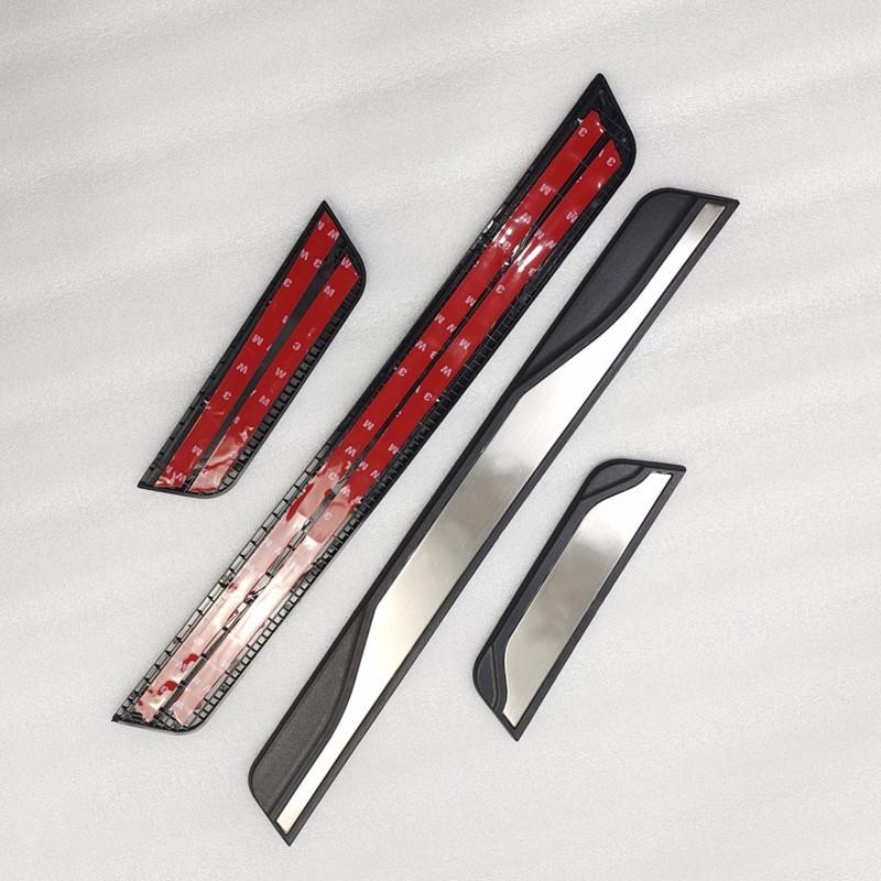 4PCS Plastic Stainless Steel Car Accessories Auto Door Sill Pedal Welcome Scuff Plate Cover