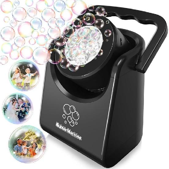 Bubble Machine Automatic Bubble Blower for Kids Batteries Operated Portable Bubble Maker Electric Bubble Machine Adjust Angle by 90° Indoor Outdoor