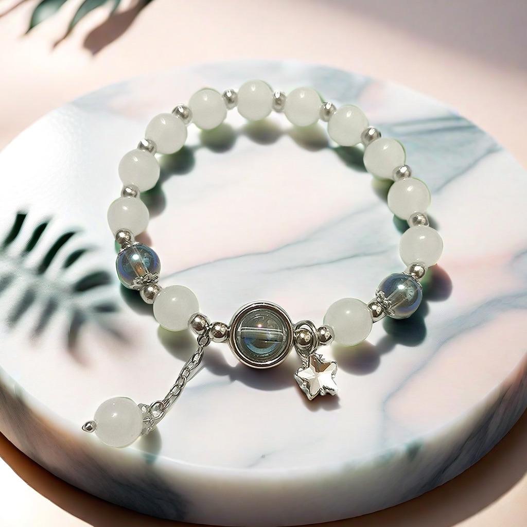 2025 Jadeite Green Jade Rabbit Bracelet: High-End Chinese Style, Year of the Snake, Elegant Women's Niche Beaded Design