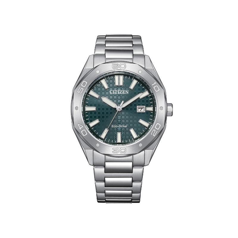 CITIZEN 100m Water Resistant Light Powered Quartz Movement Stainless Steel Strap Watch 41 BM7630-80X Green Dial