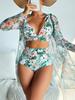 1011 new European and American high-end fashion and sexy multi-color printed bikini BIKINI three-piece women's swimsuit