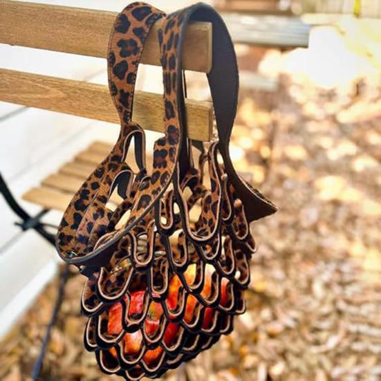 Ručně vyráběná skládací taška tote s vysokou nosností, velkokapacitní, víceúčelová, dutý design, taška na ovoce a zeleninu