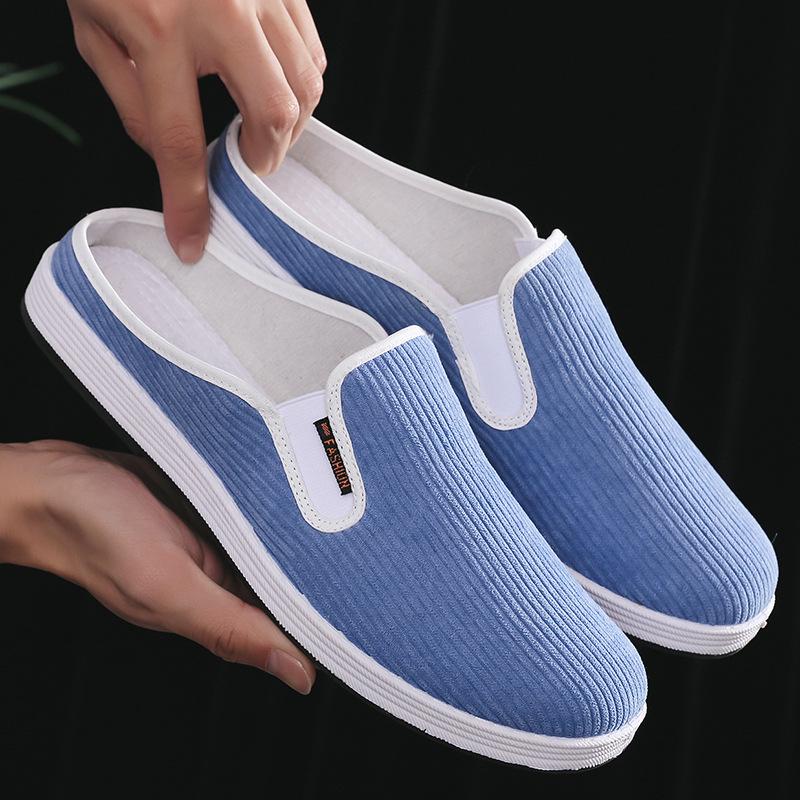 Zapatillas sin talón redondas antideslizantes para hombre estilo Old Beijing - Slip-ons de tela transpirable
