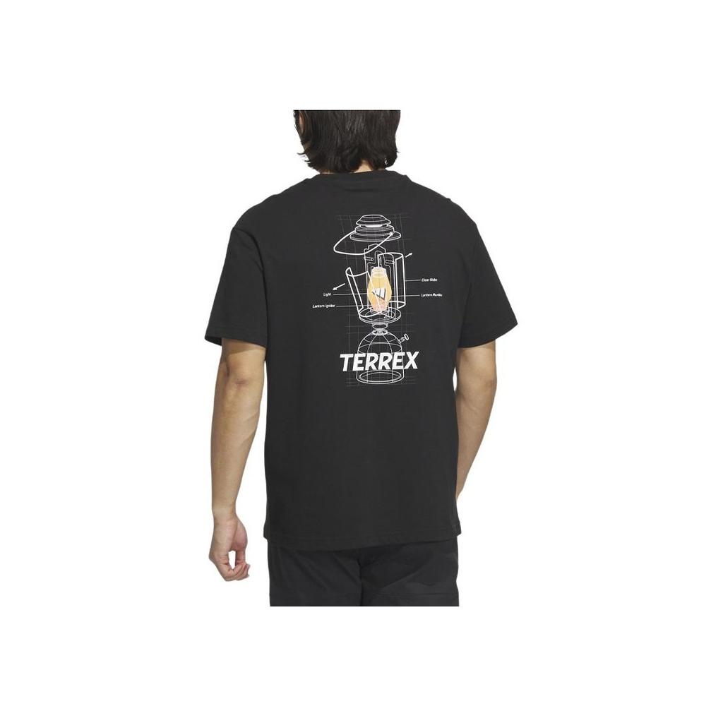 Adidas Letter Print Round Neck Short Sleeve T-Shirt Unisex Tops Black IC1945