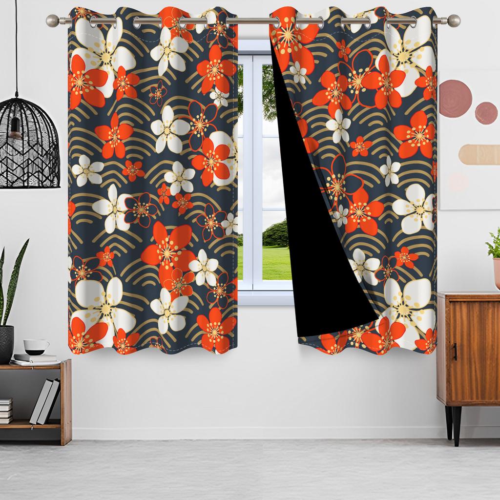 2pcs Luxury Boho Flowers Window Curtains for Home Bedroom Living Room Drakening Heat Insulation Noise Reduction Blackout Drapes