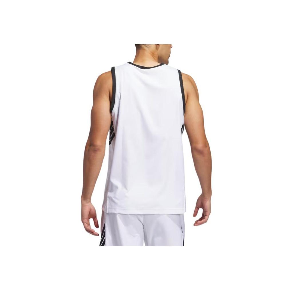 adidas Dettaglio Logo Scollo a V Senza Maniche Canotta da Basket Uomo top Bianco JN0337