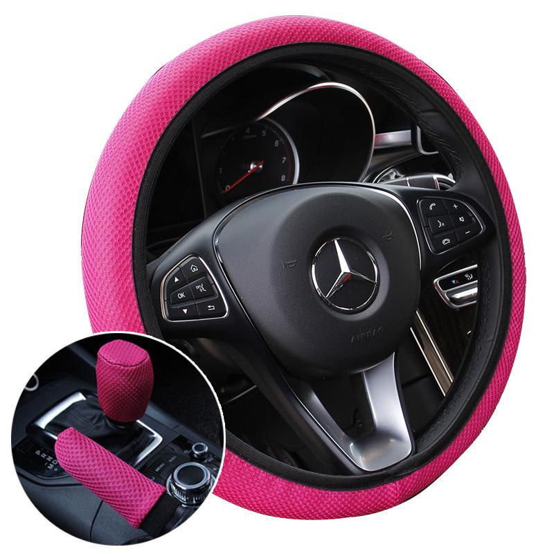 

Set of 3pcs Set ice Silk Steering Wheel Cover +Shift Gear Cover + Handbrake Cover Universal for 38CM Wear-resistant