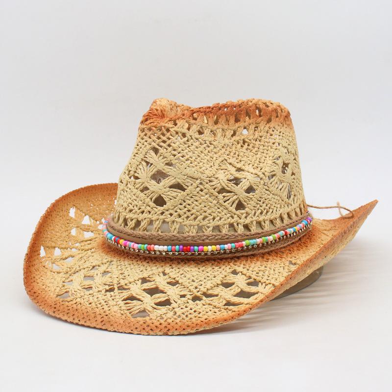Travel Shade Casual Versatile Beach Spring And Summer Retro Colored Stone Denim Straw Hat Men'S And Women'S Hats