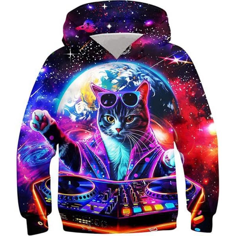 Podzimní Barevný Kreativní Vzor 3D Tištěné Mikiny Módní Ležérní Sportovní Dlouhý Rukáv Dětské Chlapecké Mikiny s Kapucí