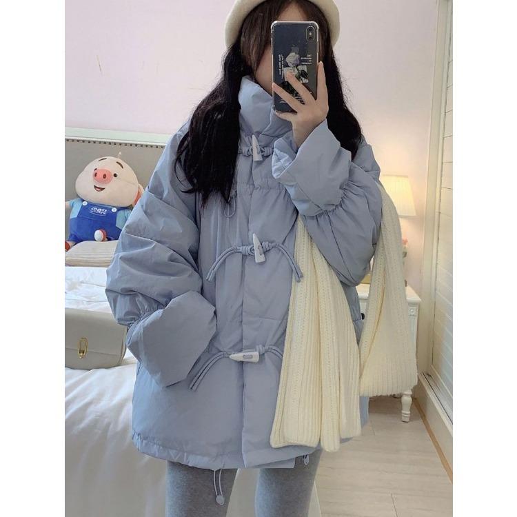 

Женское зимнее пальто с роговой пряжкой и хлопковой курткой-накидкой XL синий