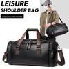 Men's Retro Leather Crossbody Travel Bag - Large Capacity Gym & Business Handbag