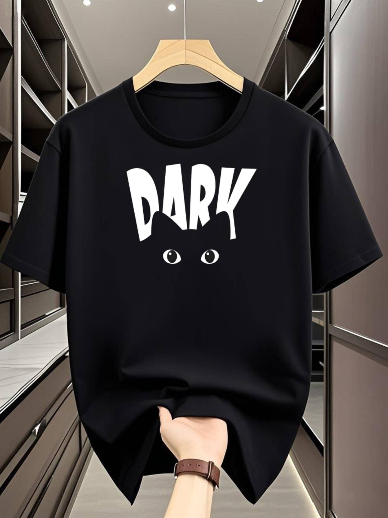 Plus Size Dark Graphic T-shirt - Casual White Tee with Black Print XXXL