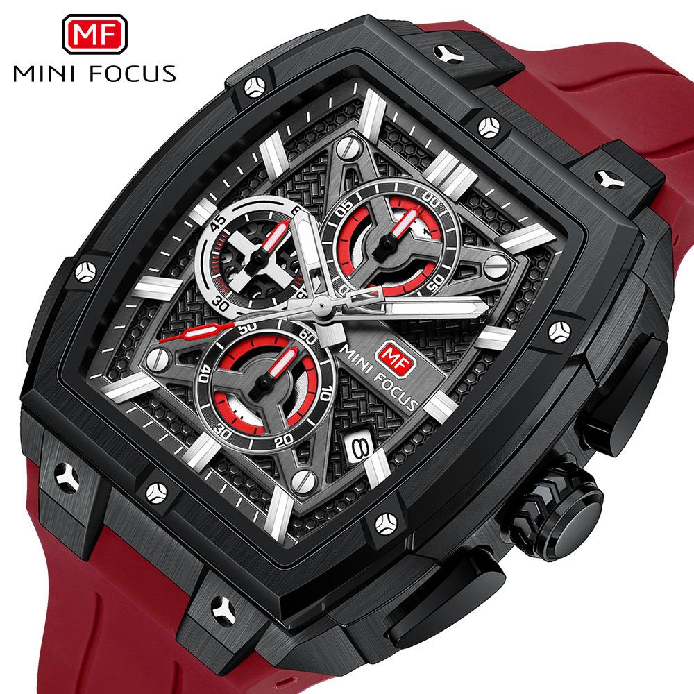 Minifocus Watch Decoration Outdoor Wind Men'S Watch Curved Mirror Multi-Layer Hollow Men'S Watch 0602G